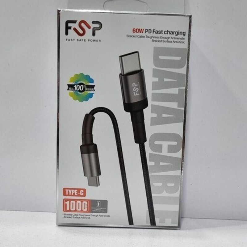 کابل شارژ دوسر تایپ C فست برند FSP مدل 60W کابل شارژ دوسر تایپ C فست برند FSP مدل 60W