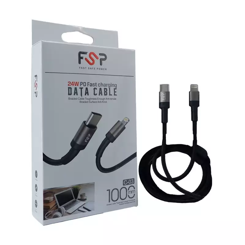 C-03 type C to lightning fsp (3) کابل شارژ Type-C به لایتنینگ فست برند FSP مدل C-03
