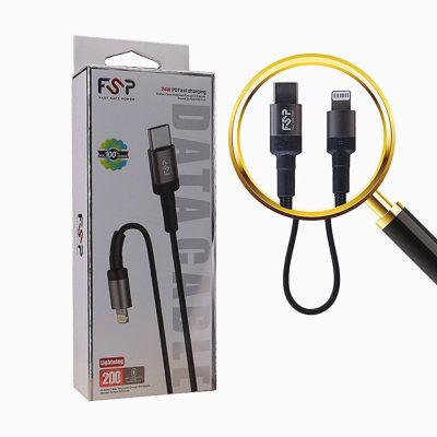 کابل شارژ پاوربانک Type C به لایتنینگ فست برند FSP مدل C-03