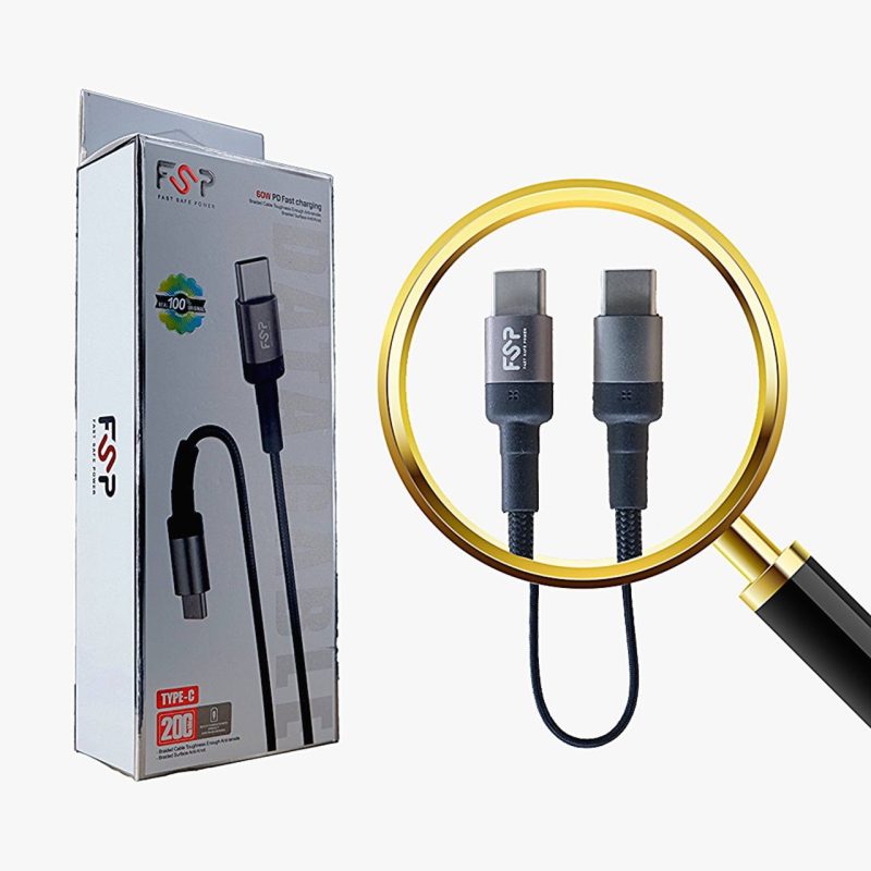 کابل شارژ پاوربانک تایپ سی به Type C سوپر فست برند FSP مدل C-03 - تصویر 1