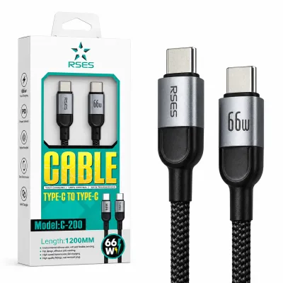 کابل شارژ RSES C-200 Type-C به Type-C | فست شارژ 66 وات
