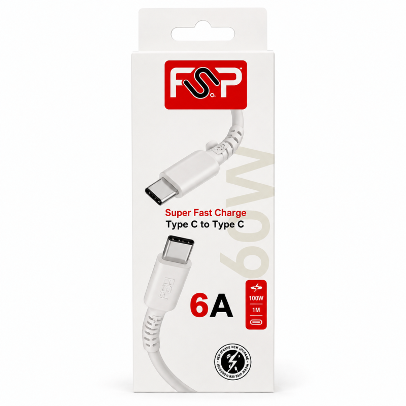FSP C-8 Type-C to Type-C Cable 1m Fast Charging & Data Transfer کابل FSP C-8 Type-C to Type-C یک متری فست شارژ و انتقال دیتا