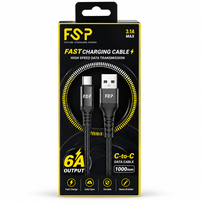 FSP C-80 USB to Type-C Braided Cable 1m 6A کابل FSP C-80 USB به Type-C کنفی ۱ متری 6A